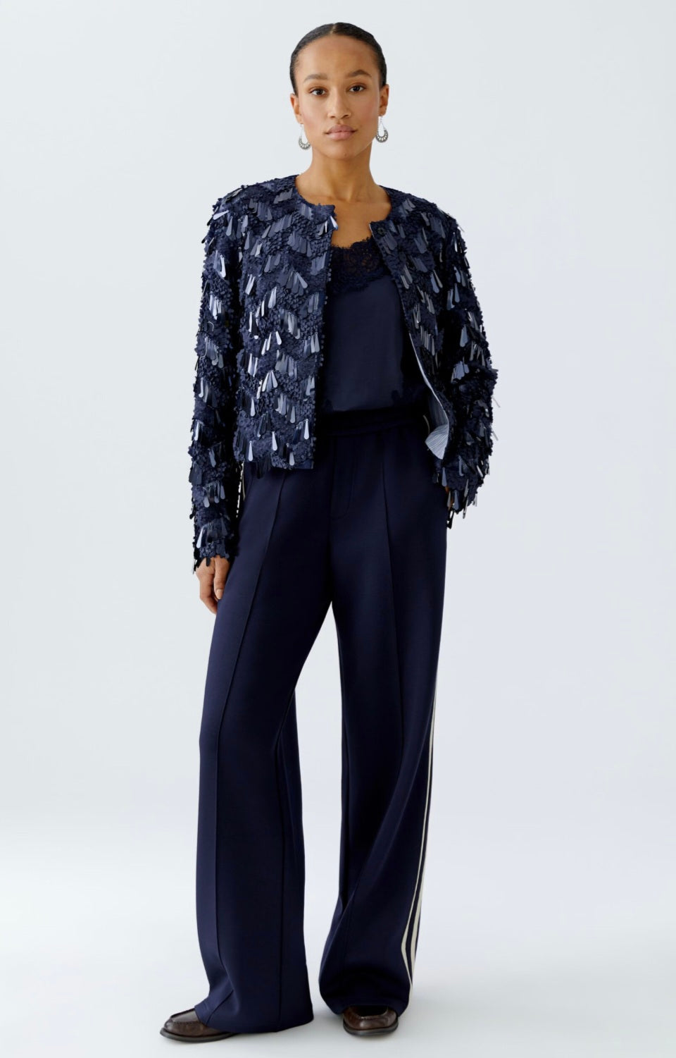 oui sequin jacket in navy