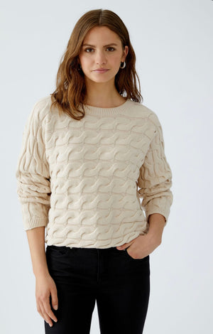 oui sirah cable knit jumper in ecru