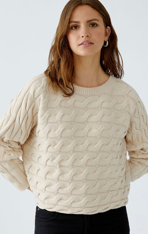 oui sirah cable knit jumper in ecru