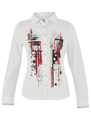 dolcezza arist print 'bookworm' shirt in white