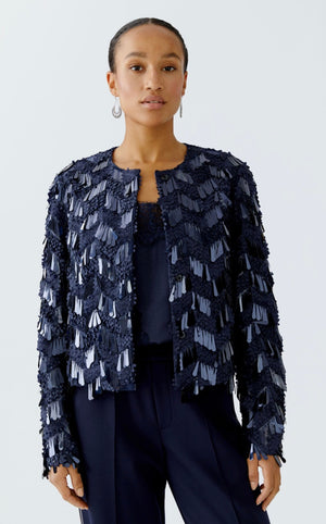 oui sequin jacket in navy