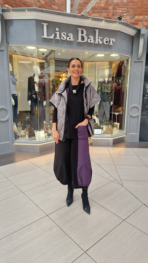 Ozai n ku mixed fabric top in grape