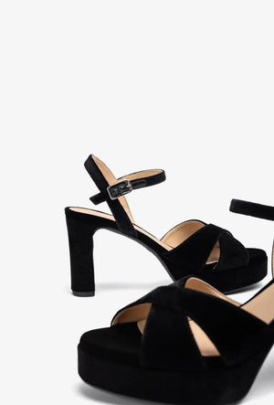 unisa odara cross strap heels in black