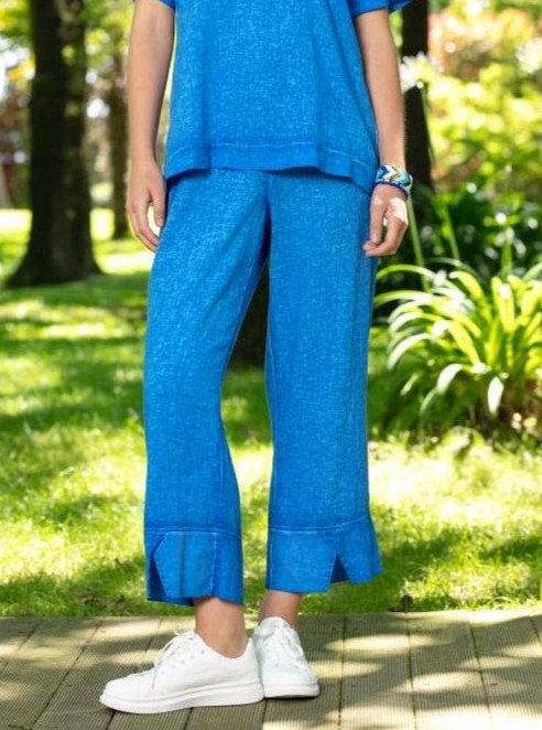 Maloka Tomas wide leg 7/8th length trousers in royal blue, product code MK241200813 (front)