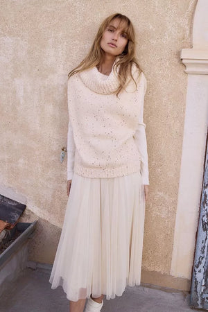 molly bracken sleeveless sequin sweater in cream