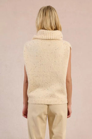 molly bracken sleeveless sequin sweater in cream