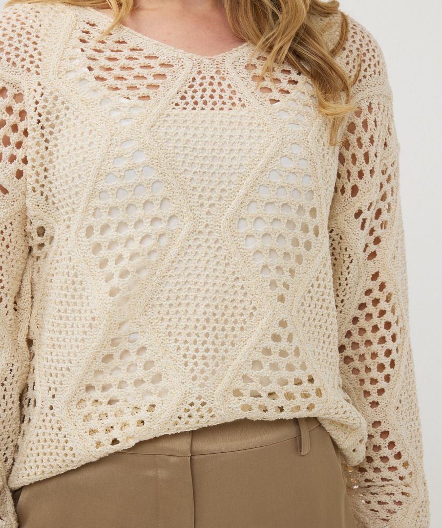 esqualo crochet style knit in beige