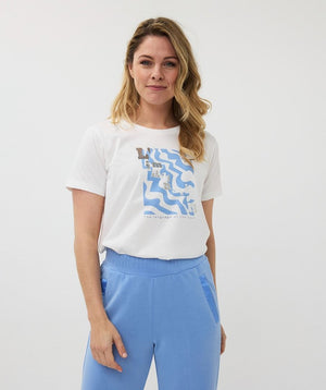 esqualo l'imagination foil print t-shirt in blue