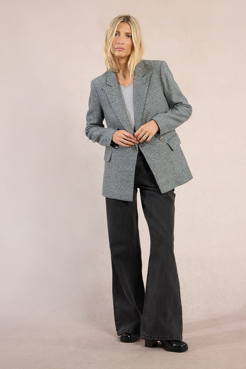 MOLLY BRACKEN BLAZER WITH RHINESTONES IN GREY