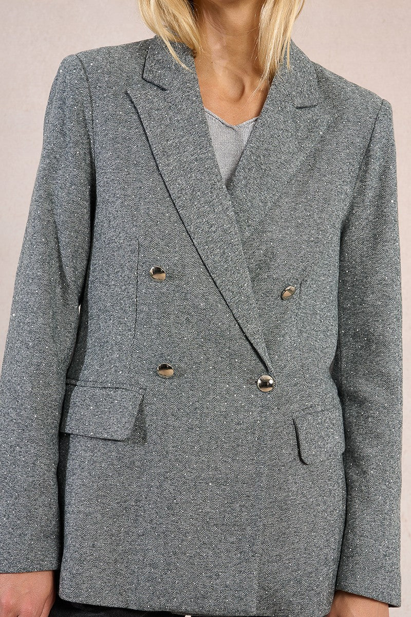 MOLLY BRACKEN BLAZER WITH RHINESTONES IN GREY