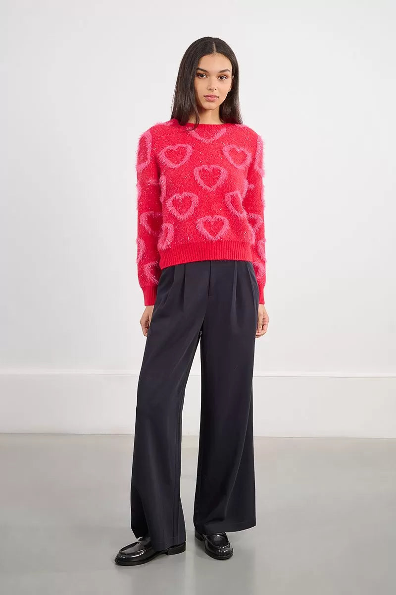 lili sidonio heart pattern knit in red