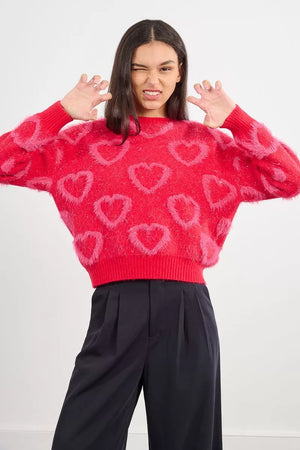 lili sidonio heart pattern knit in red