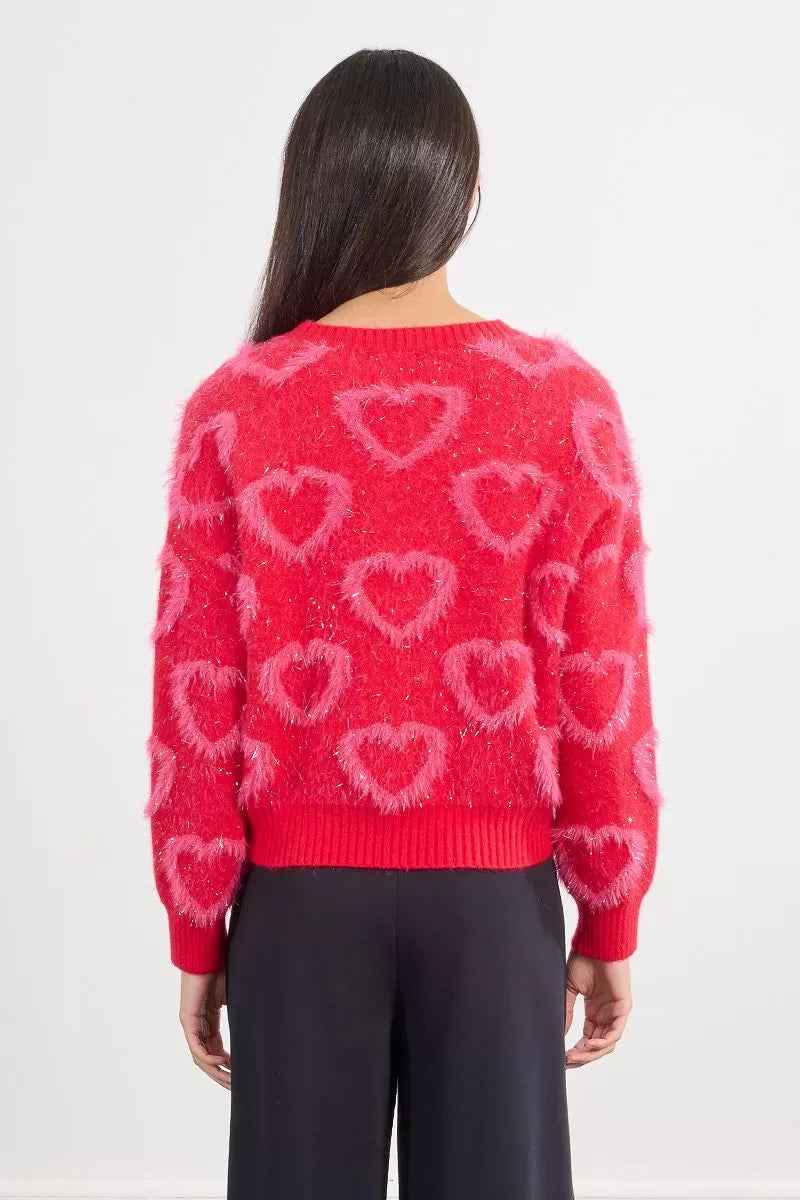 lili sidonio heart pattern knit in red