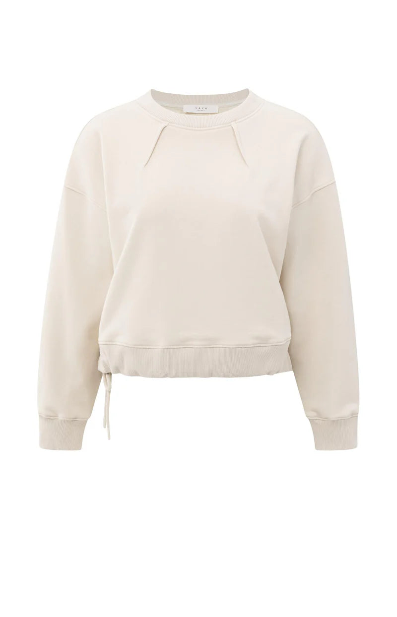 yaya sweatshirt with drawstring in beige