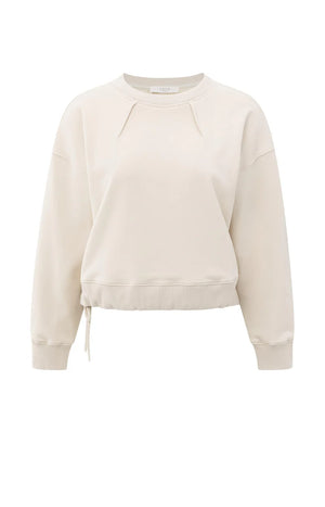 yaya sweatshirt with drawstring in beige