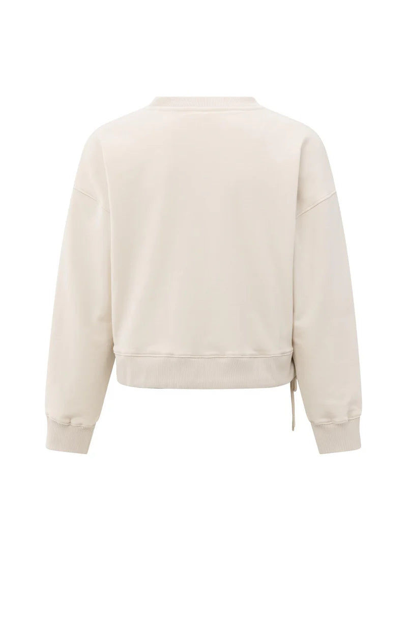 yaya sweatshirt with drawstring in beige