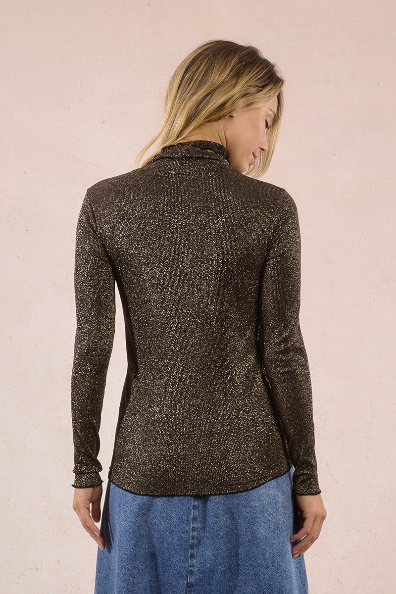 molly bracken iridescent turtleneck in brown