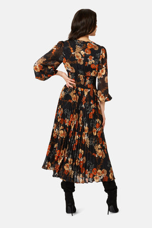 Chiffon floral pleat dress