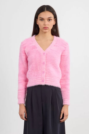 lili sidonio tie-dye fluffy cardigan in pink