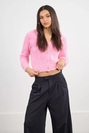 lili sidonio tie-dye fluffy cardigan in pink
