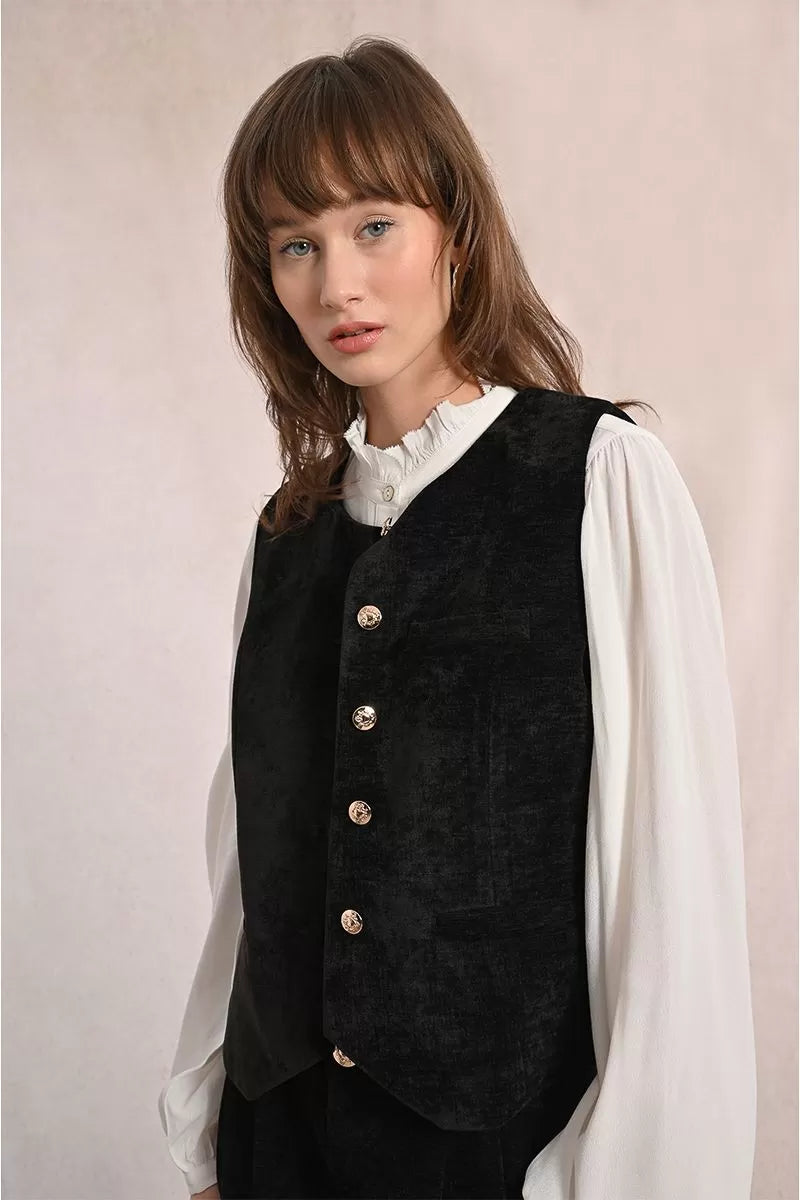 molly bracken velvet waistcoat in black