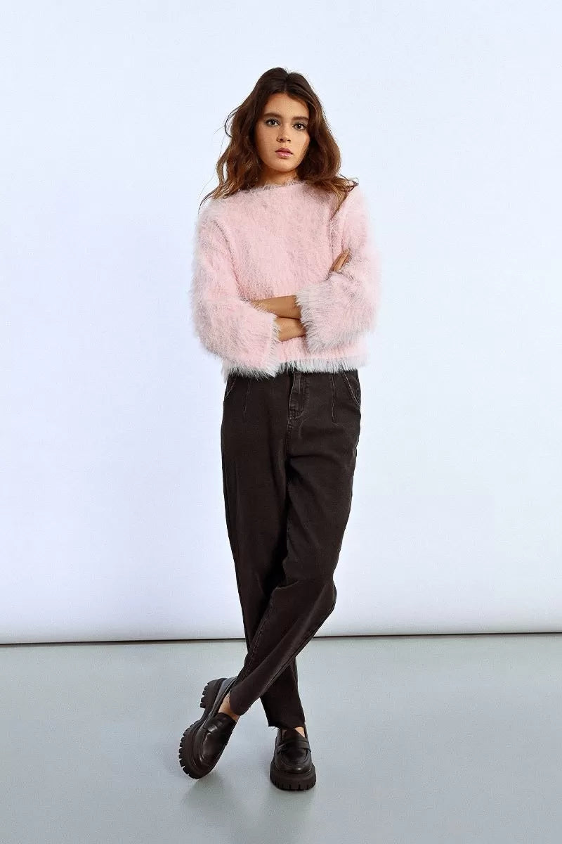 Lili sidonio fluffy knit sweater in pink