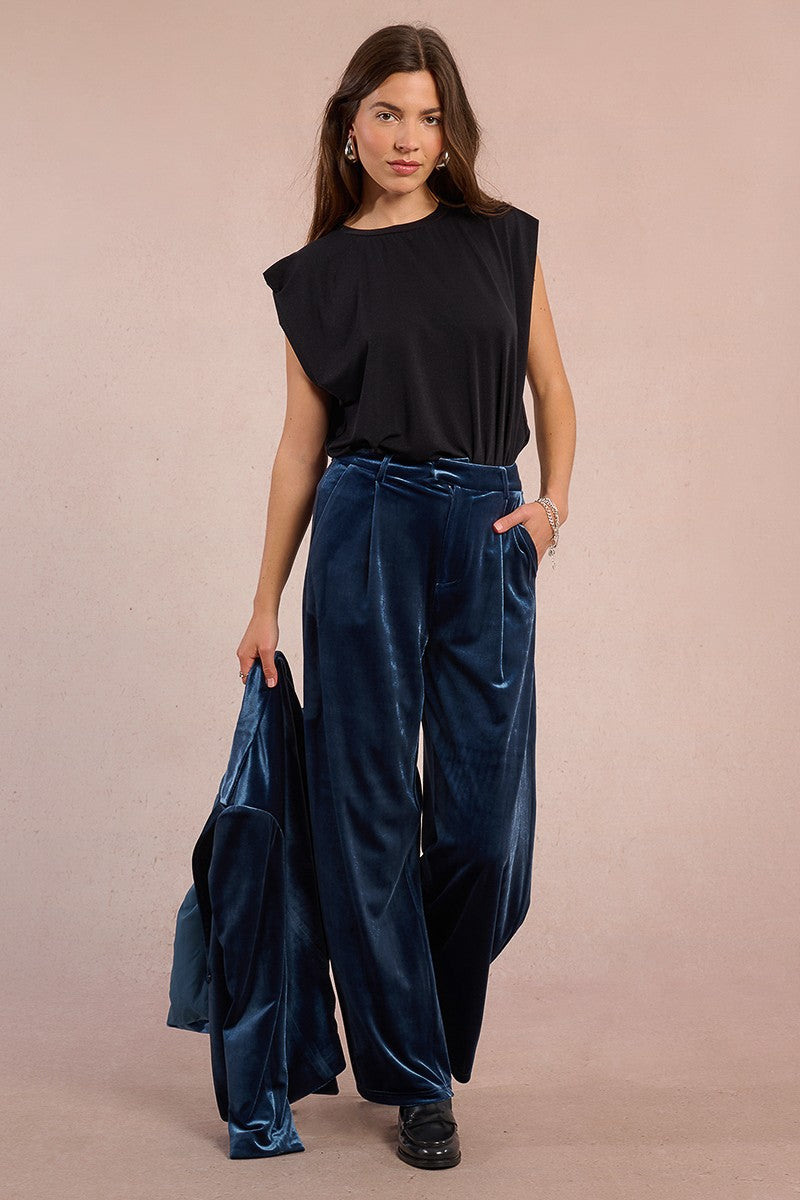 molly bracken wide leg trousers in blue