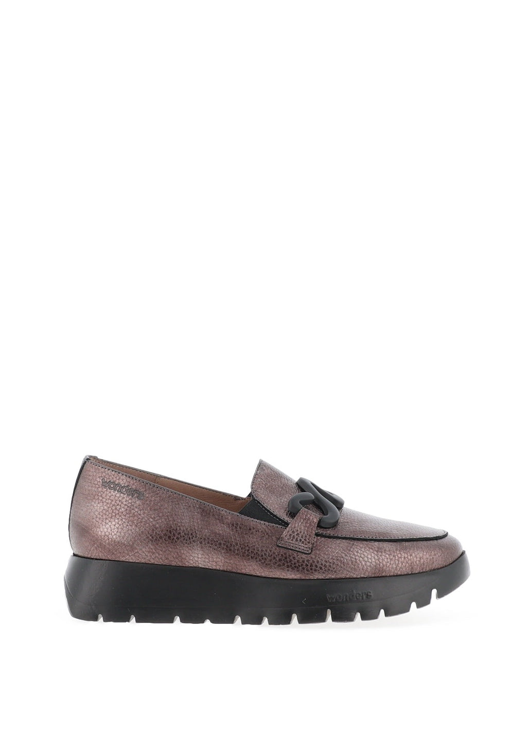 wonders odisei metallic pebble leather loafers in bronze