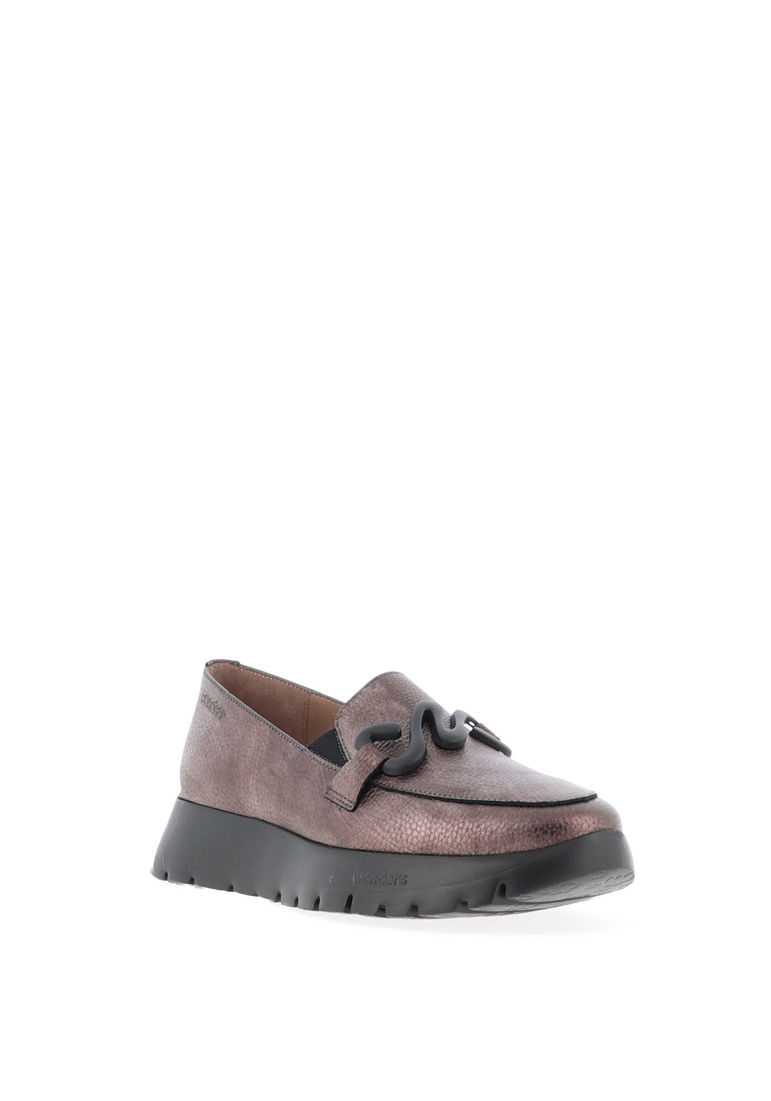 wonders odisei metallic pebble leather loafers in bronze