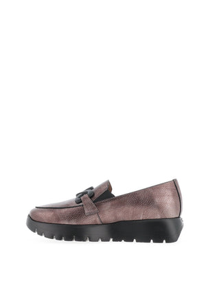 wonders odisei metallic pebble leather loafers in bronze